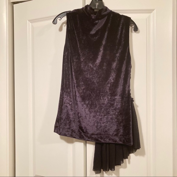 Fuzzi Black Velvet V-Neck Sleeveless Tank Top M - Picture 2 of 4